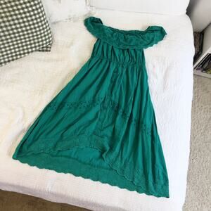 J GEE Teal Off Shoulder High Low Dress Women's Size XL